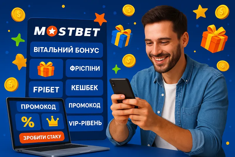 Гравець переглядає бонуси та акції Mostbet на смартфоні чи ноутбуці.