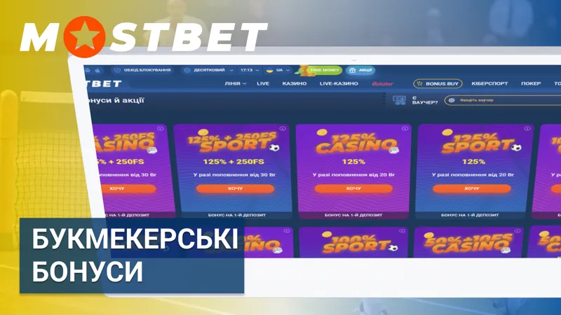 Букмекерські бонуси Mostbet для гравців в Україні